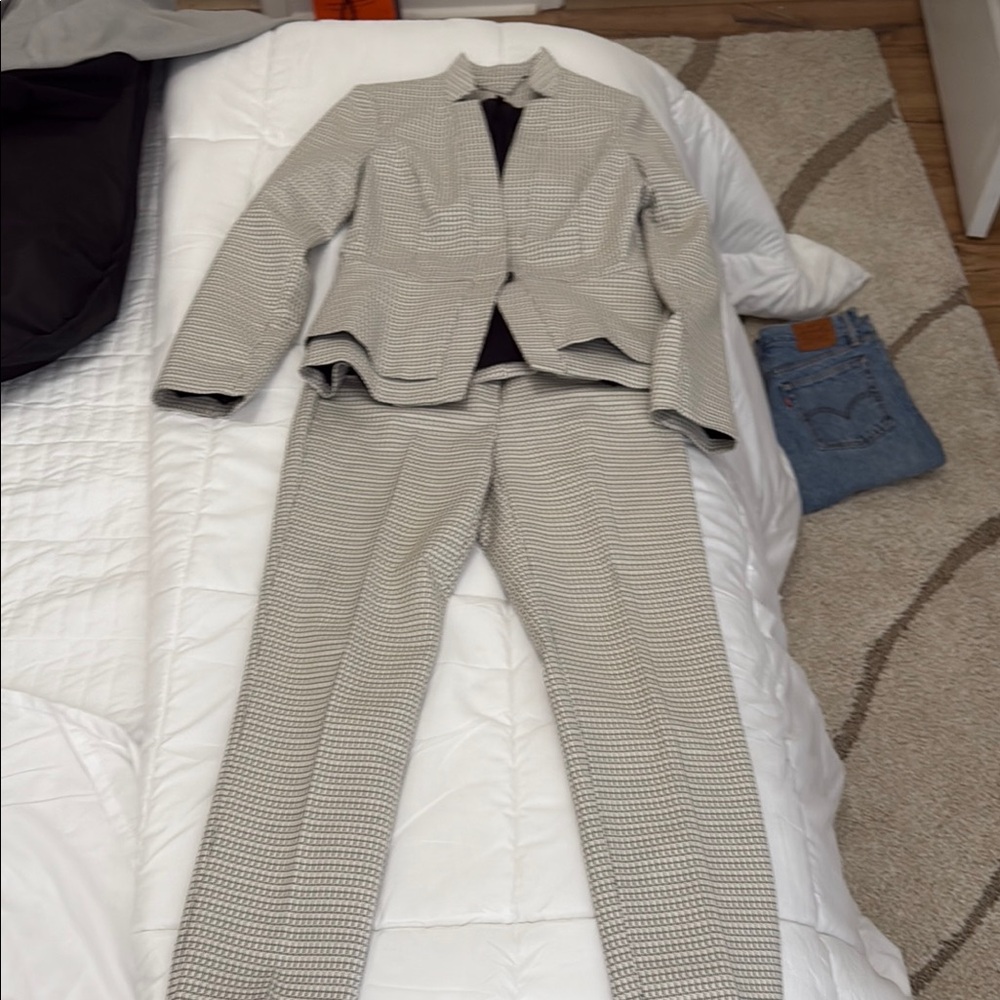 White House Black Market Black and White Tailored Pantsuit